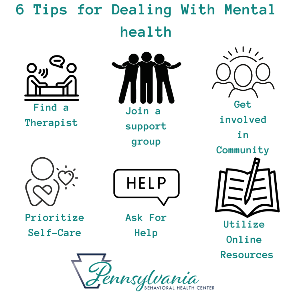 6 tips for dealing with mental health in Devon-Berwyn Chester county behavioral health self care support groups inpatient treatment outpatient medication management psychiatrist find help near me